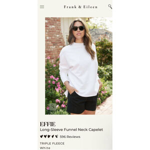 New Frank & Eileen Effie White Long-Sleeve Funnel Neck Triple Fleece Capelet M